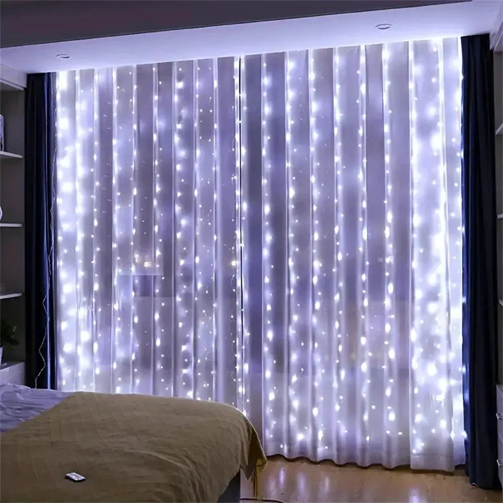 3/6M USB LED Curtain 8Modes Remote Control Lights Holiday Wedding Garland for Bedroom Living Room Decor Christmas Decorations from PriceLows™