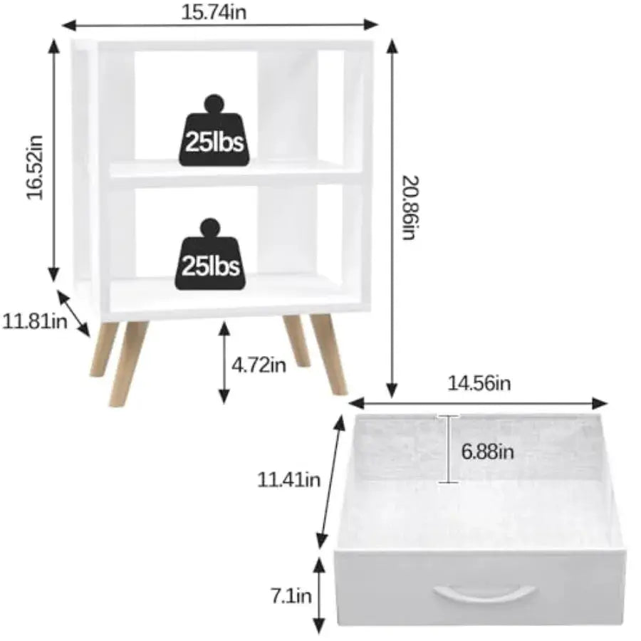 Night Stand, Nightstand with Drawer, Nursery Side Table with Open Storage, Modern End Table, Bedside Table for Small Space, Liv from PriceLows™