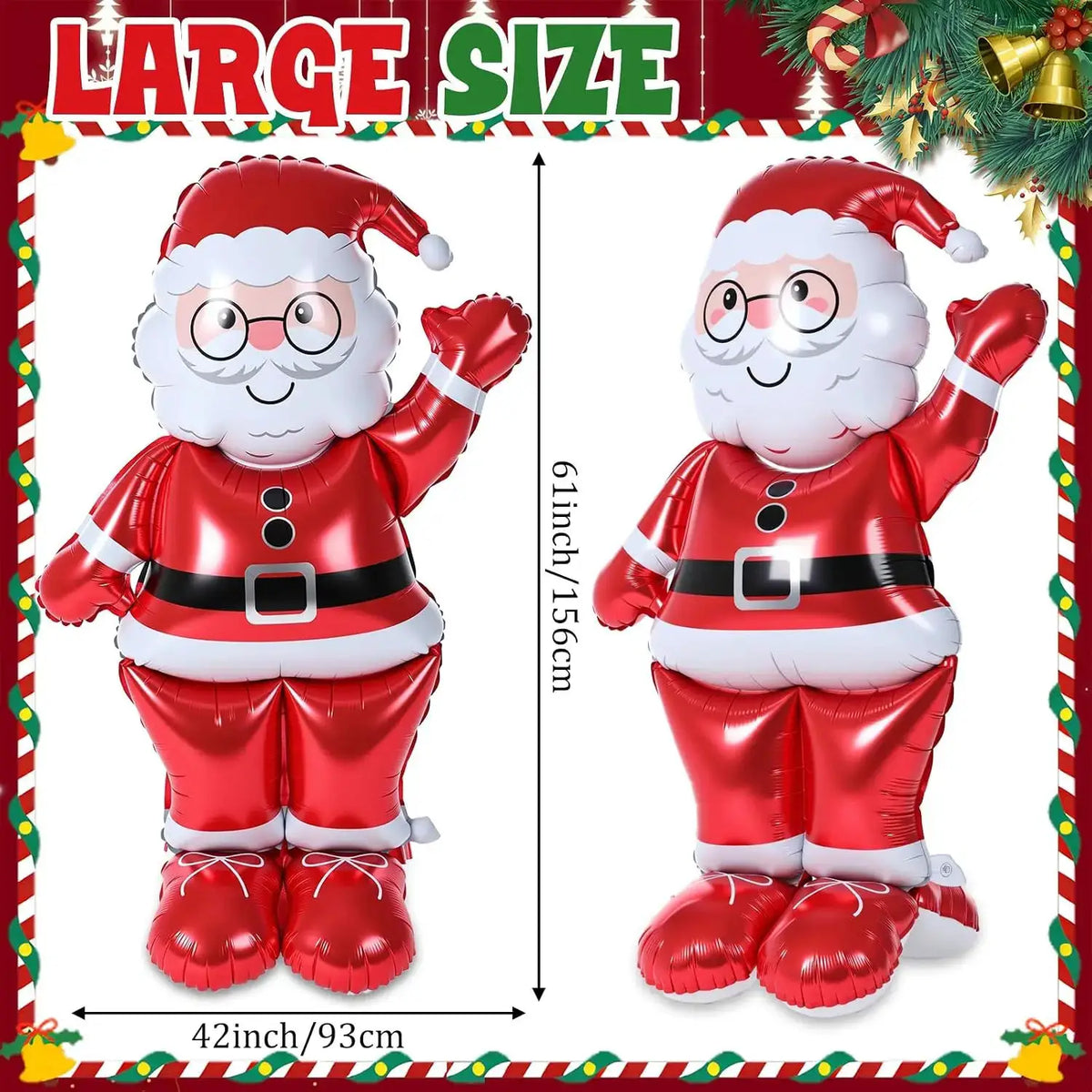 Giant Santa Claus Balloons | 61 Inch | 2 Pack | With Base