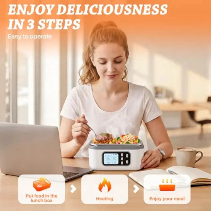 Cordless Heated Electric Lunch Box for Adults with Automatic Heating, 100W Portable Food Warmer Battery Powered with Scheduled from PriceLows™