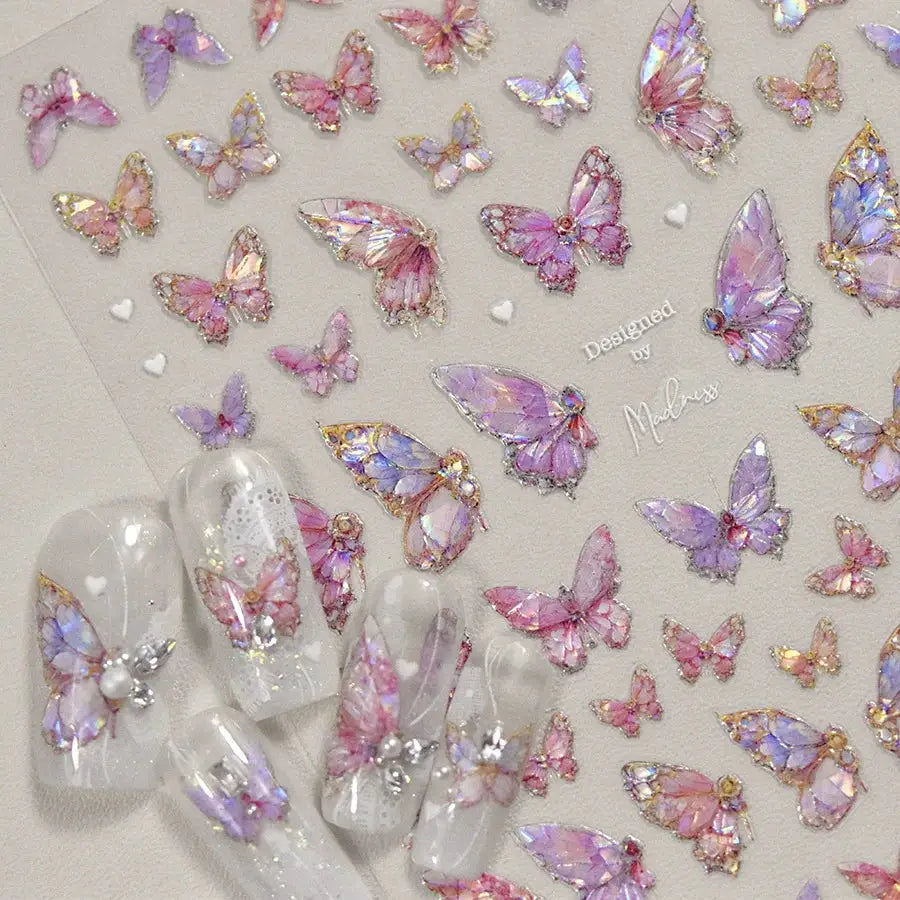1Pcs 5D Embossed Aurora Butterfly Nail Art Stickers Self Adhesive Decals For Nails Decoration DIY 3D Acrylic Nail Supplies Parts from PriceLows™