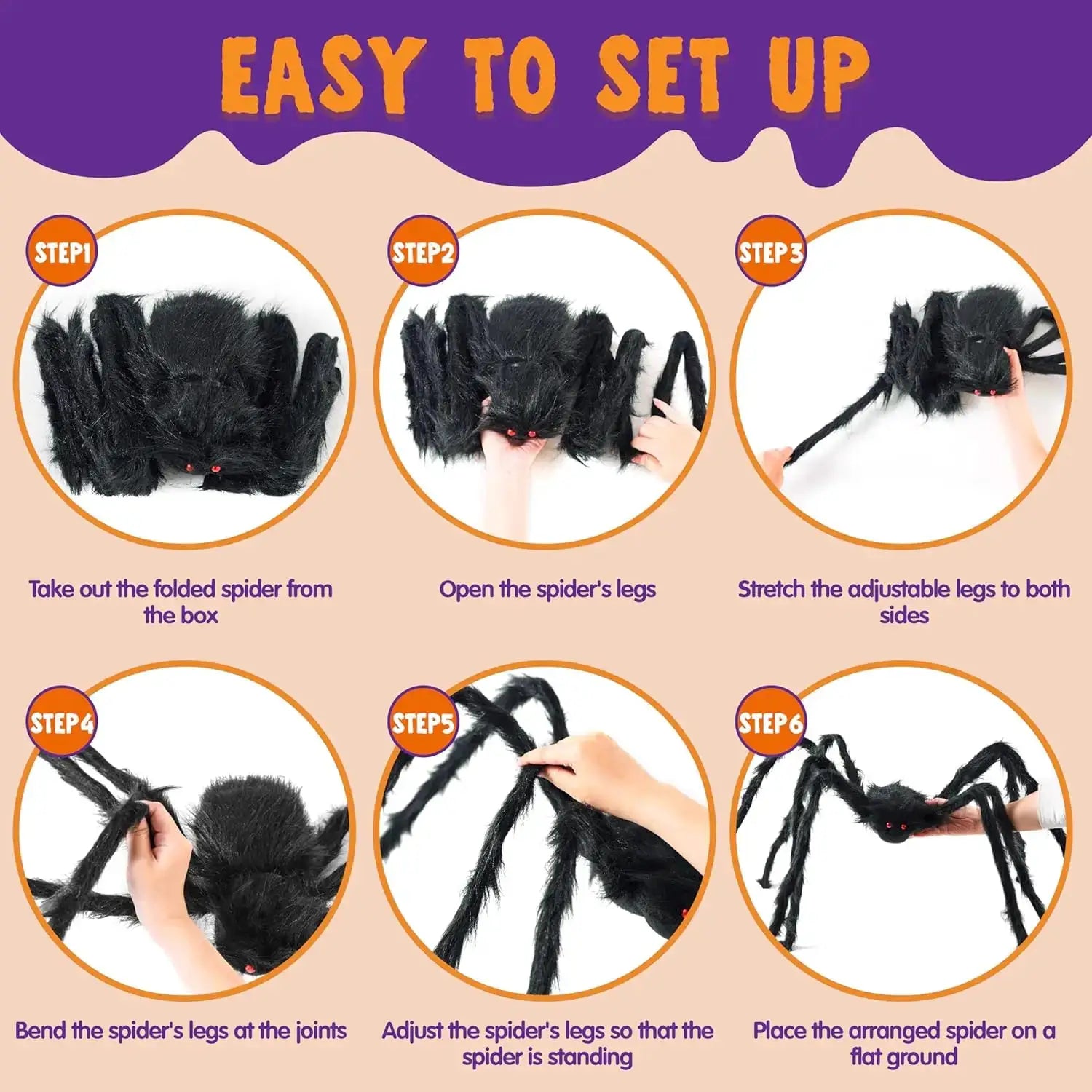 JOYFY 5 Ft Large Spider Halloween Outdoor Decorations Giant Spiderr for Yard Lawn Garden Patio Scary Halloween Outside Decor from PriceLows™