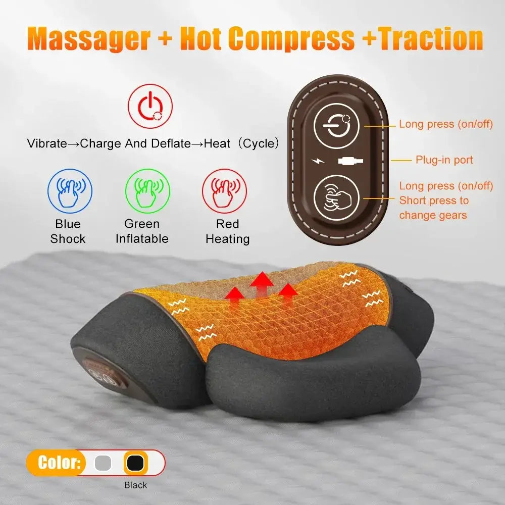 Neck Massager Pillow | Cervical Stretcher | Heating Vibration | One Size