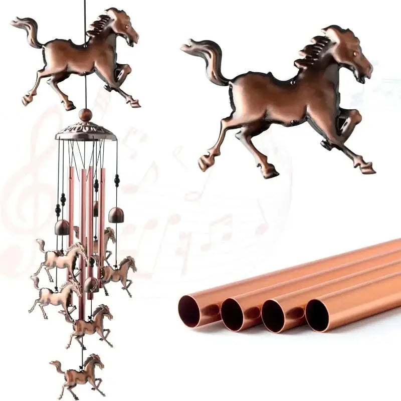 Horse Themed Wind Chimes for Women Mom - Clearance Copper Outdoor Patio Decor, House Warming Gifts for Garden Porch Yard from PriceLows™