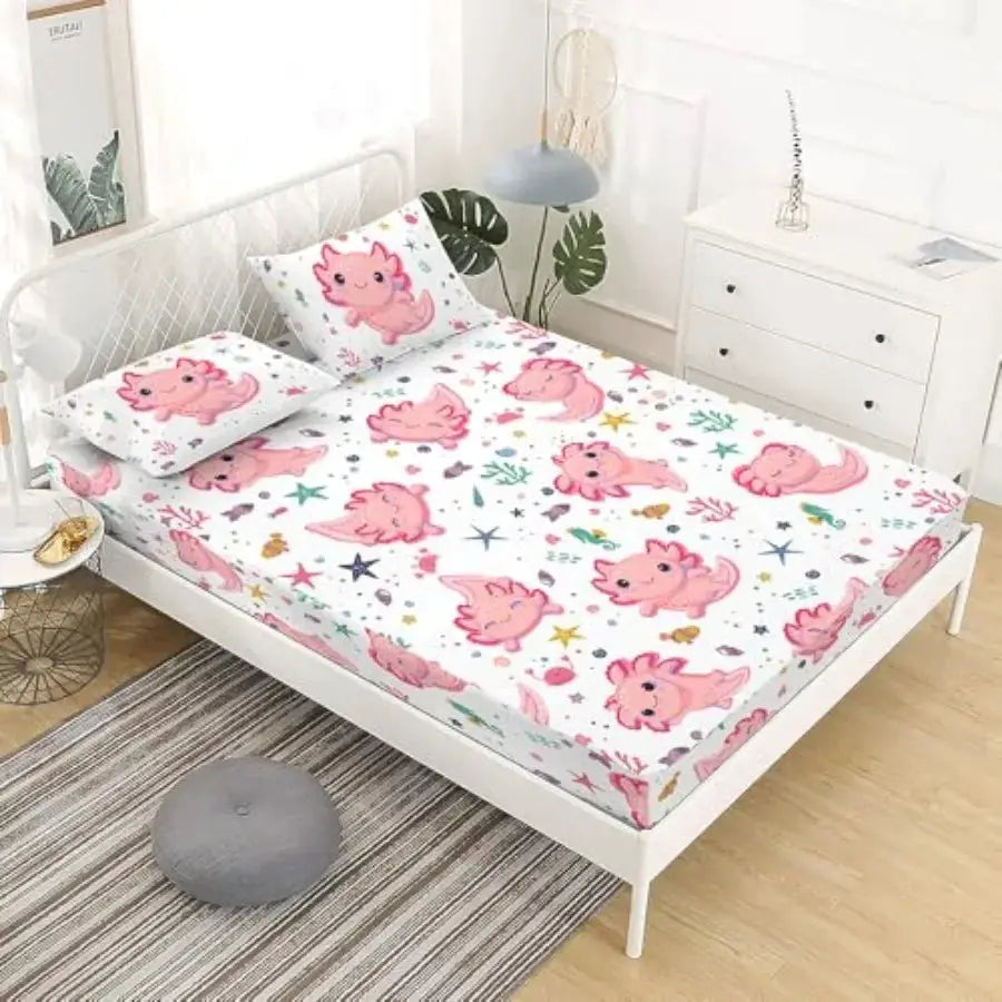 Girls Sheet Set for Pink - 3D Kawaii Ocean Bedding Bed Set - Microfiber Super Soft Bed Sheets Set 1 Fitted Sheet 2 Pillow Cases from PriceLows™