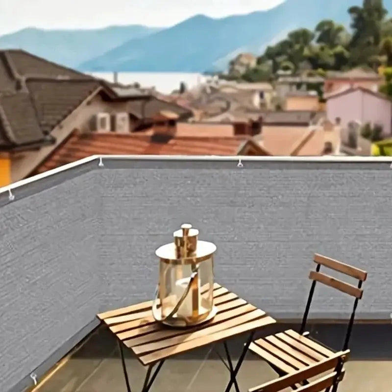 Balcony Privacy Screen | Beige White Stripe | Custom Sizes | Sunshade Net
