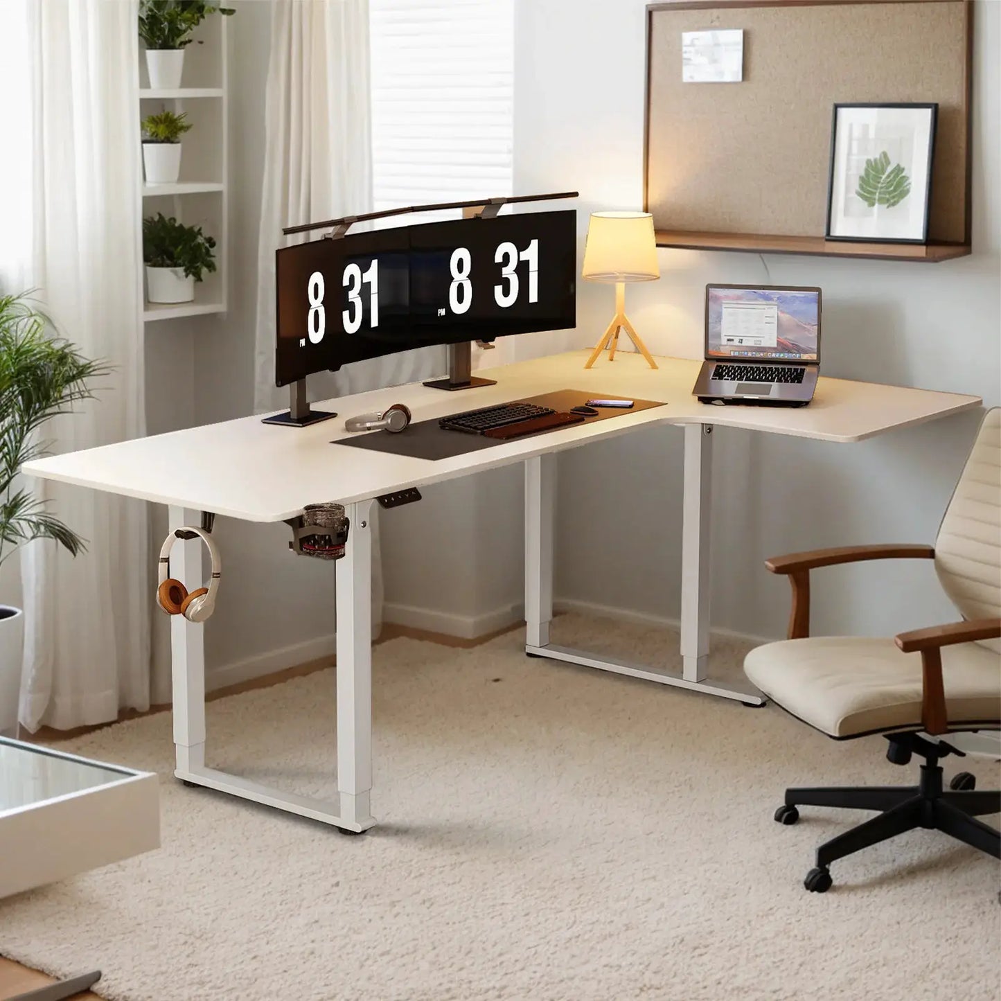 L Shaped Standing Desk, 63/71x43 Inches Electric Stand Up Desk with Dual Motor & Memory Controller, Desk with Adjustable Height from PriceLows™