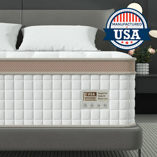 BedStory 14'' Full/King/Queen Size Mattress, Luxury Hybrid Mattress, Gel Memory Foam & Pocket Springs, Manufactured in USA from PriceLows™
