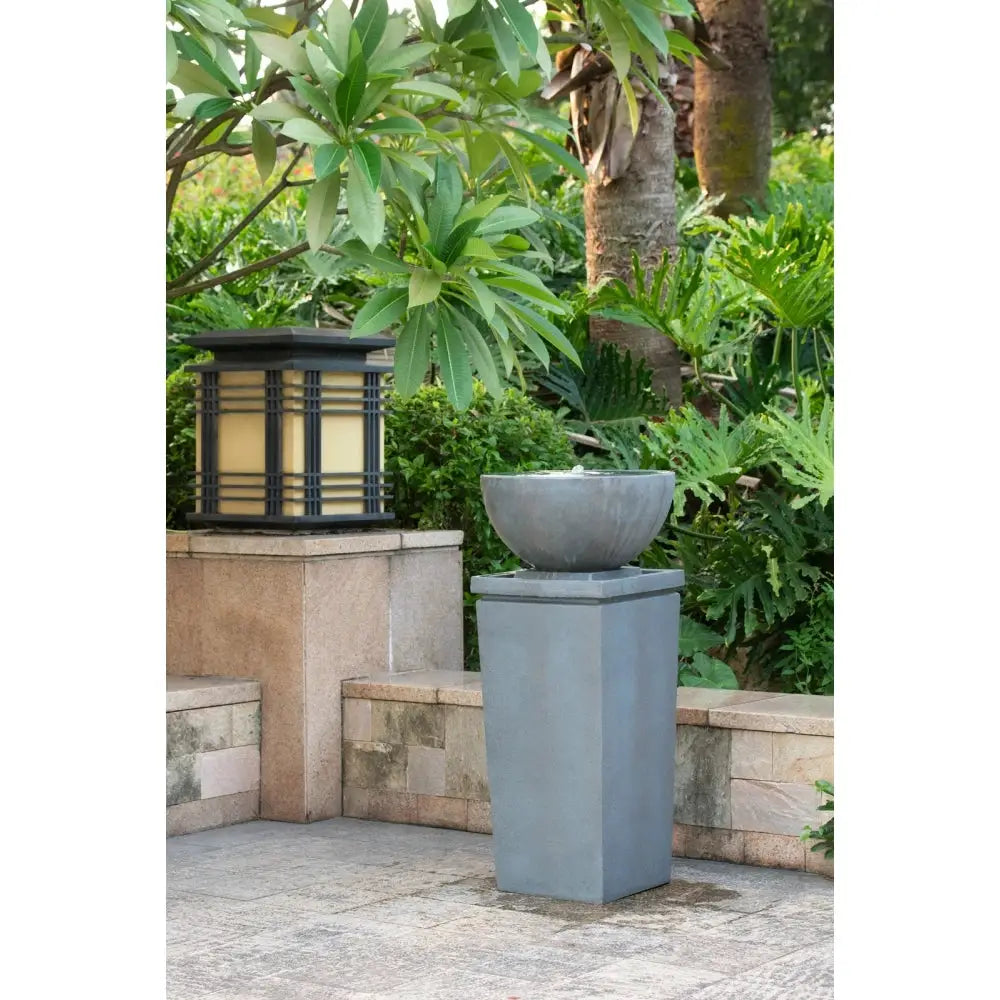 35.5" Polyresin Gray Zen Bowl Water Fountain, Outdoor Bird Feeder /Bath Fountains, Relaxing Water Feature for Garden Lawn from PriceLows™