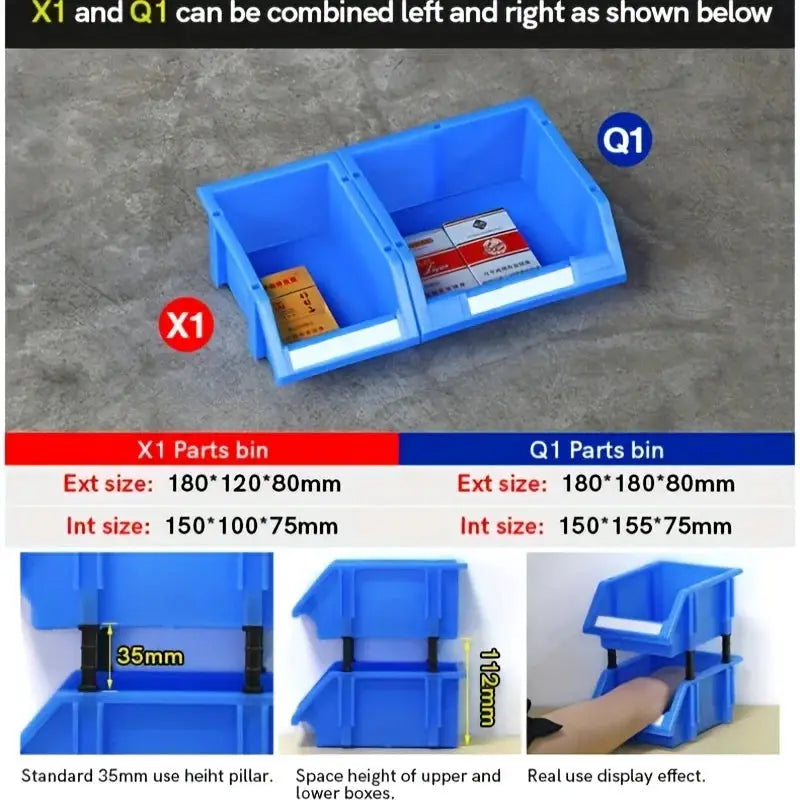 LEADLOONG X1 12pcs 180*120*80mm/7.09*4.72*3.15inch Plastic Stackable Storage Bins Small Tool Component Box for Garage from PriceLows™