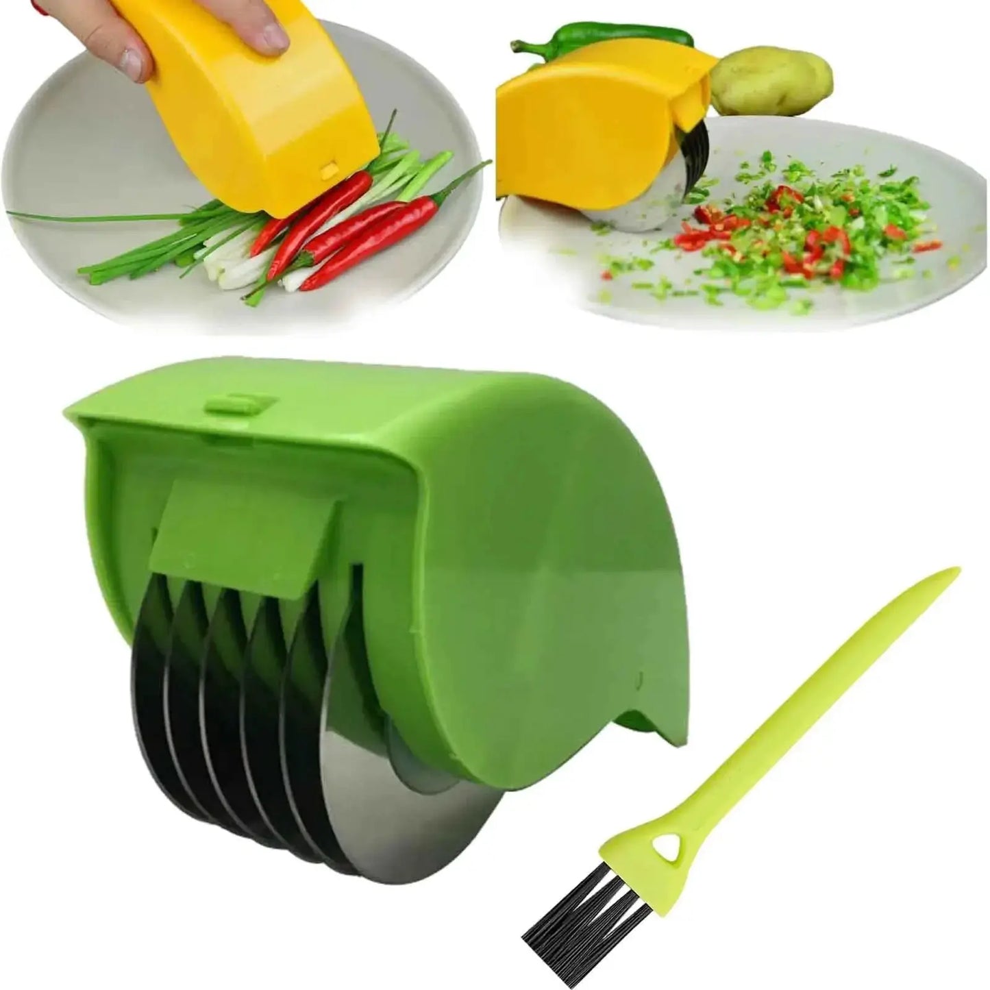 Vegetable Chopper | 6 Stainless Steel Blades | Detachable Herb Roller | One Size