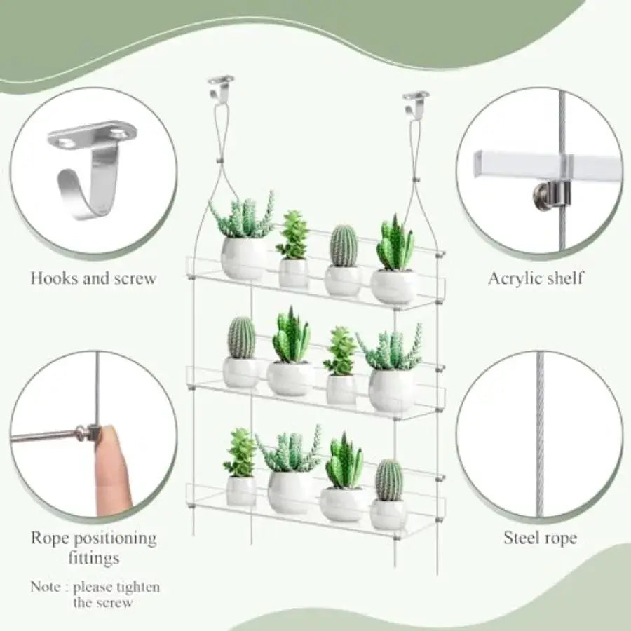2 Pcs 16 Inch 3 Tier Clear Hanging Window Plant Shelves Acrylic Shelves Hanging Plant Stand Window Hanger Flower Pot Organizer from PriceLows™