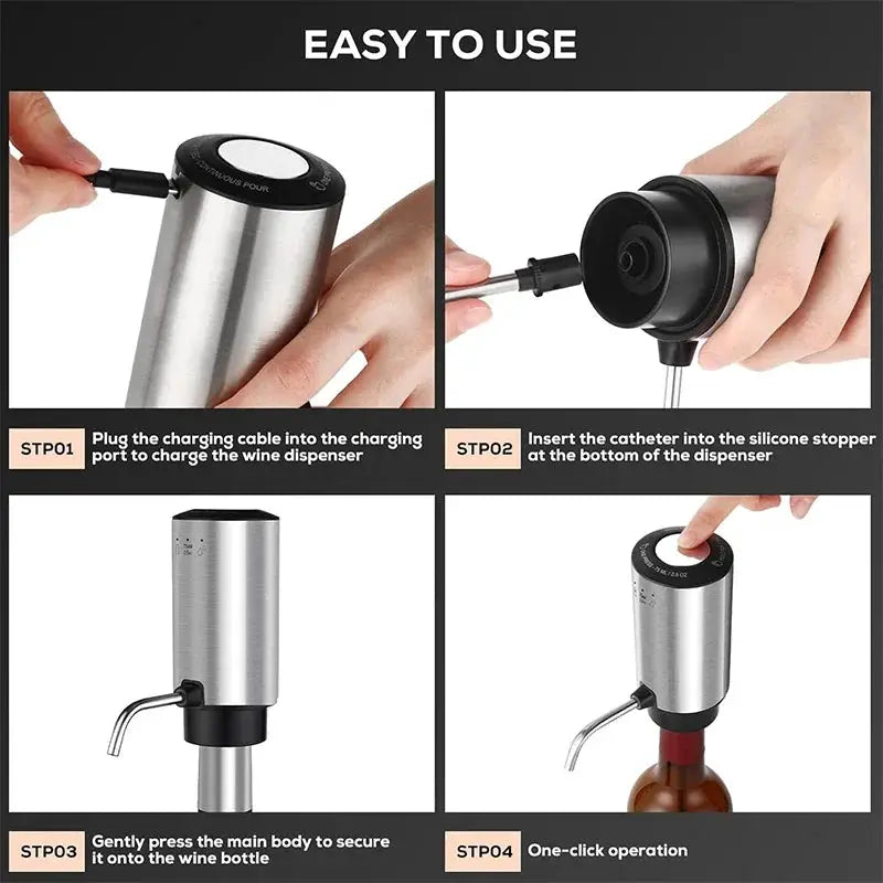 Electric Wine Aerator Smart Pour Control Wine Decanter & Dispenser USB Rechargeable Wine Pourer Wine Lover Gifts for Women & Men from PriceLows™