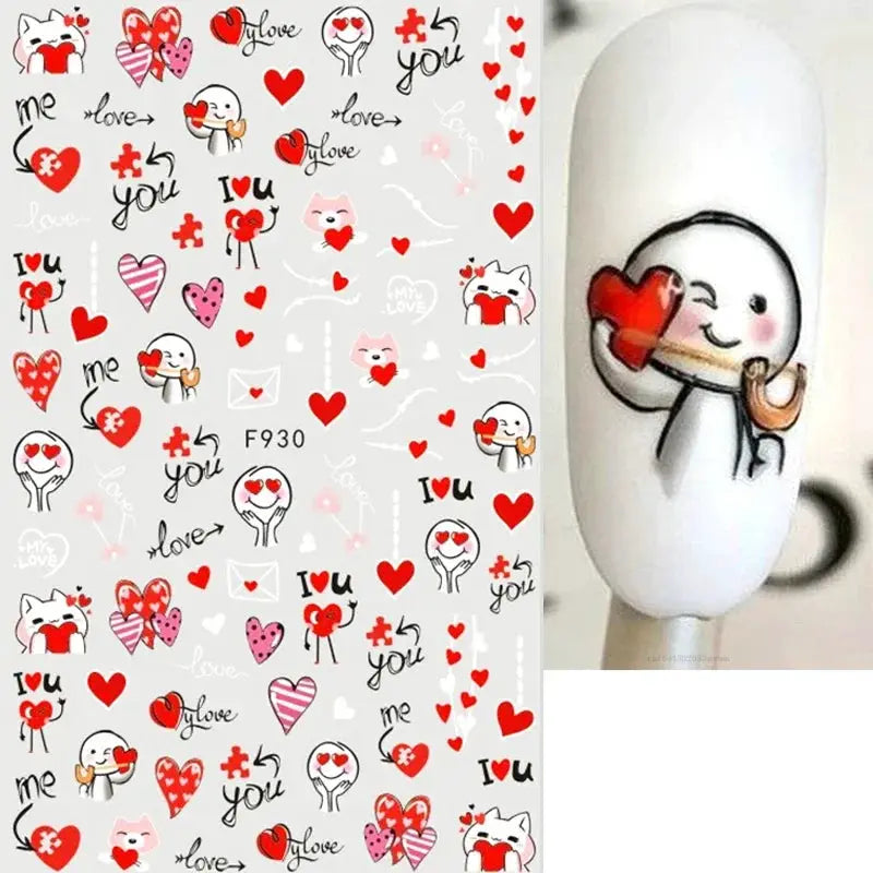 1PCS Laser Love Letter Nail Sticker Nail Art Decoration Flower Star supplies Decals Press On Nails Stickers Parts from PriceLows™