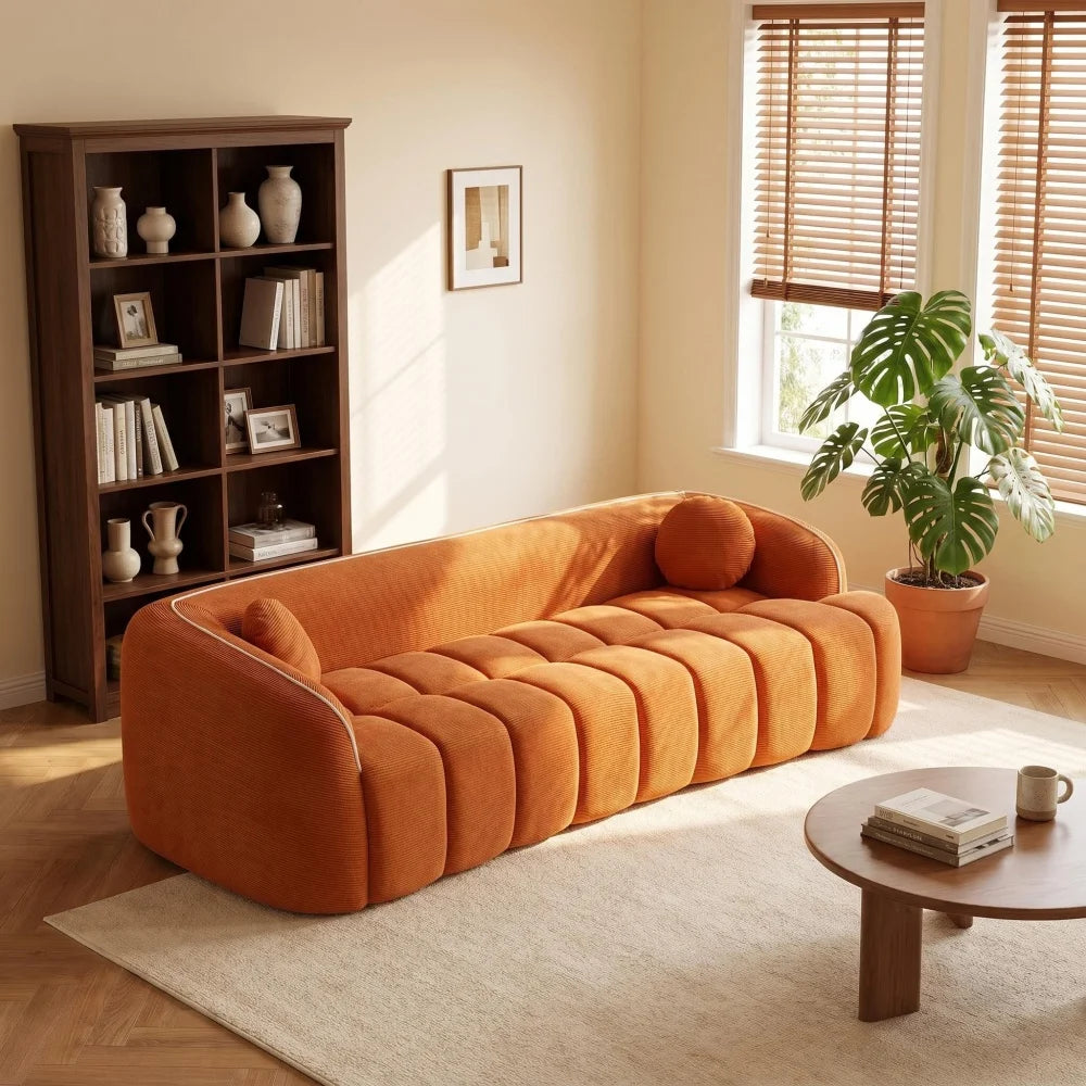 Sofa | Corduroy 98.4in | 3-Seater Vacuum Packed | Pillows Included