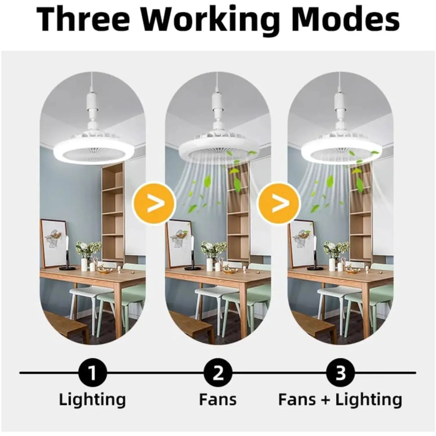 Ceiling Fan Light | E27 Socket | Remote Control | White