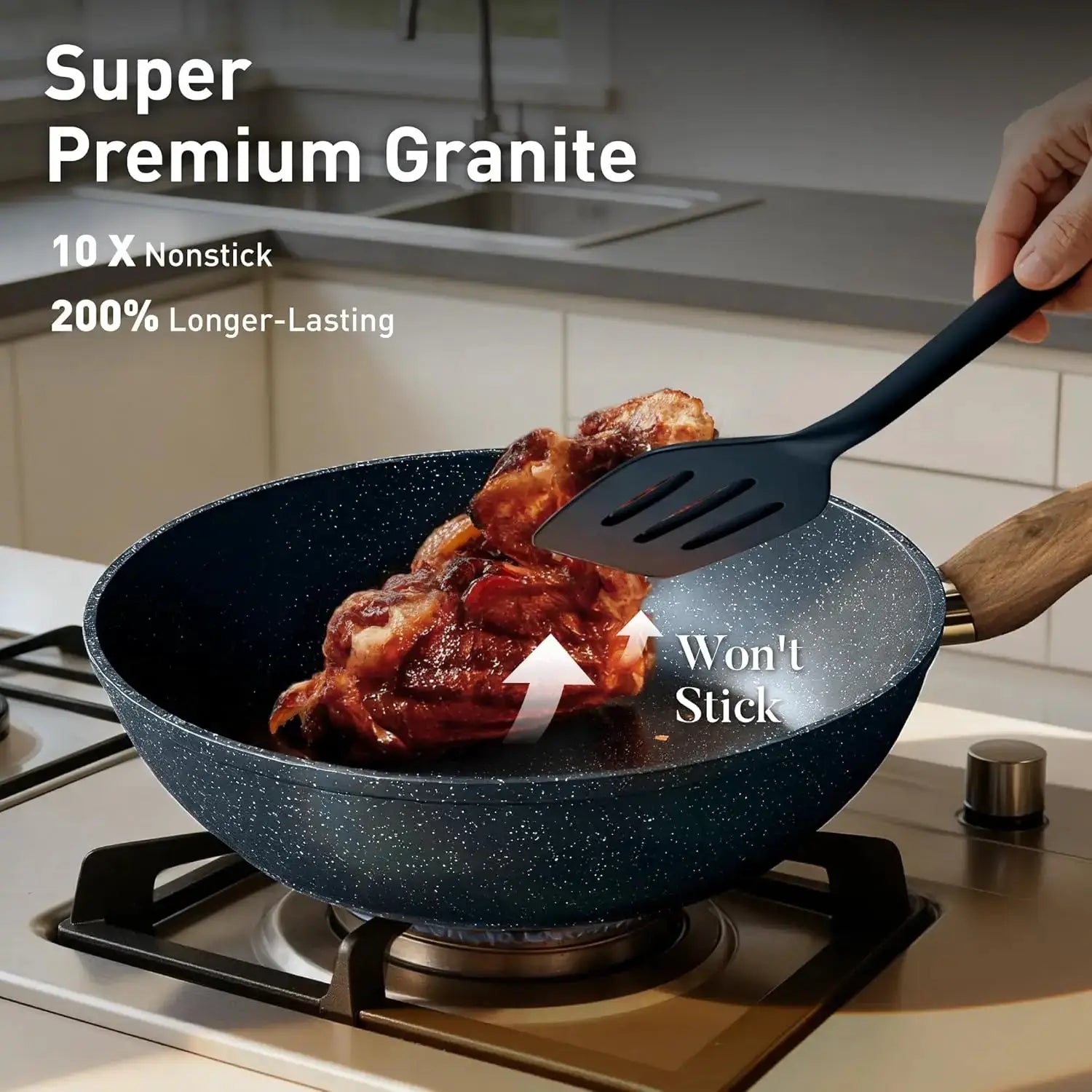 Nonstick Granite Cookware Set, Induction Pots and Pans, Blue Kitchen Set, PFOA & PFOS Free from PriceLows™