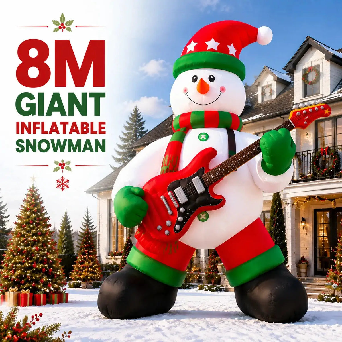 Inflatable Christmas Snowman | 26 Ft Height | With Guitar | Outdoor Yard