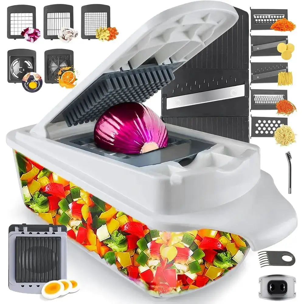 Vegetable Chopper Slicer | 22-in-1 Multi Function | Lemon Squeezer | White