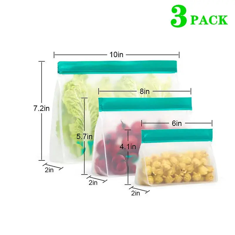 Reusable PEVA Food Bag | Freezer Safe | Leakproof | Stand Up
