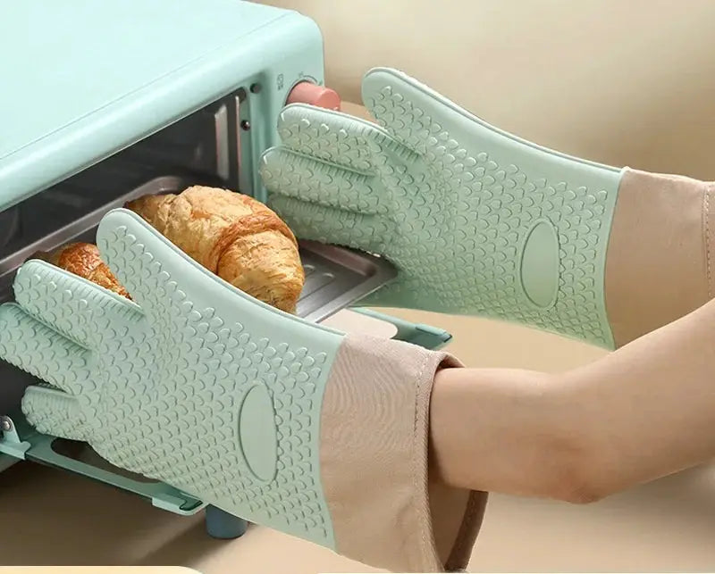 Silicone Oven Mitts | Non Slip Grip | Cotton Lining | 28x18 cm, 2 Pack