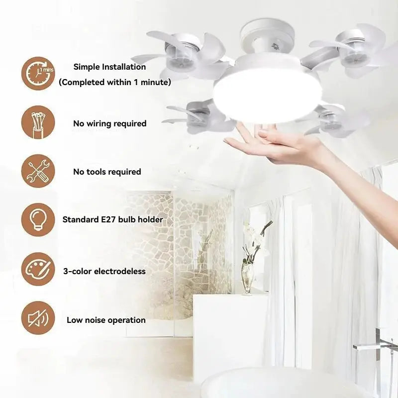 Ceiling Fan Light | E27 Base | Remote Dimmable LED | Nordic Modern