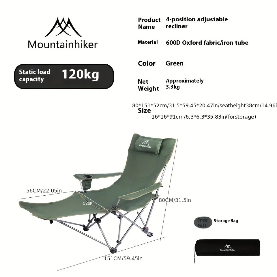 Folding Chair | 600D Oxford Cloth | 4 Adjustable Loungers | One Size