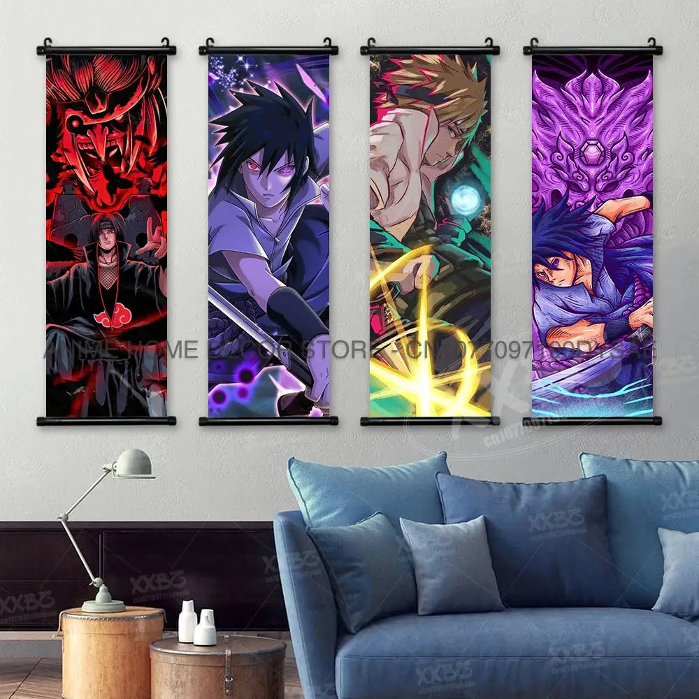 Uzumaki Naruto Posters Sasuke Home Decor Uchiha Madara Hanging Painting Might Guy Scrolls Picture Gaara Wall Art Killer B Mural from PriceLows™