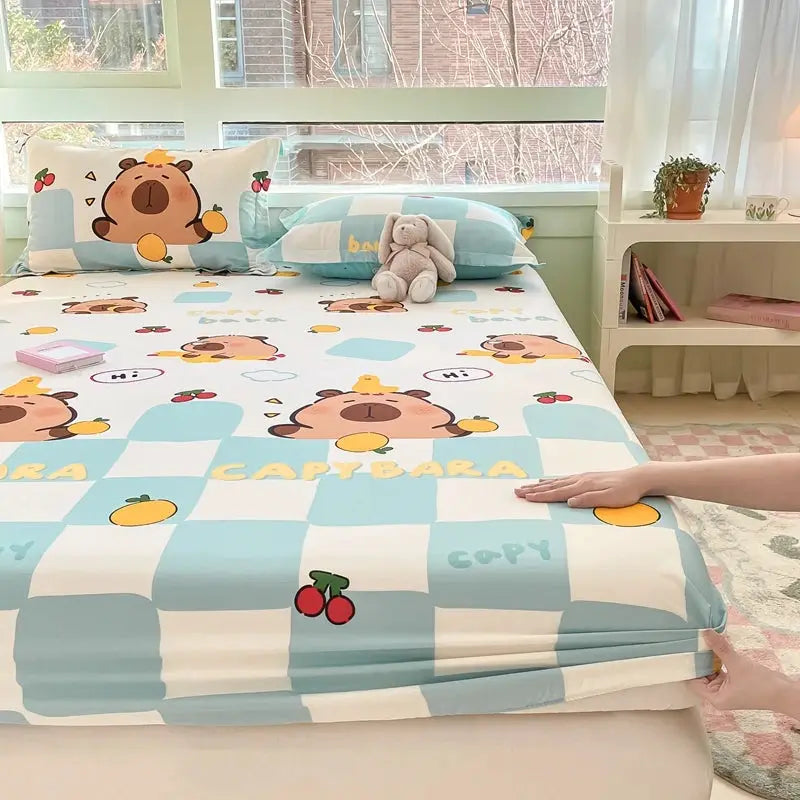 Cartoon Astronaut Fitted Sheet, Cute Astronaut with Rocket Bedding for Kids Boys,Cotton Outer Space Explorer Theme Bed Sheet from PriceLows™