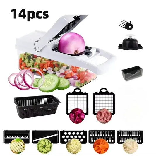 Vegetable Cutter | Stainless Steel Blades | 14-Piece Set | Multi-Function Tool