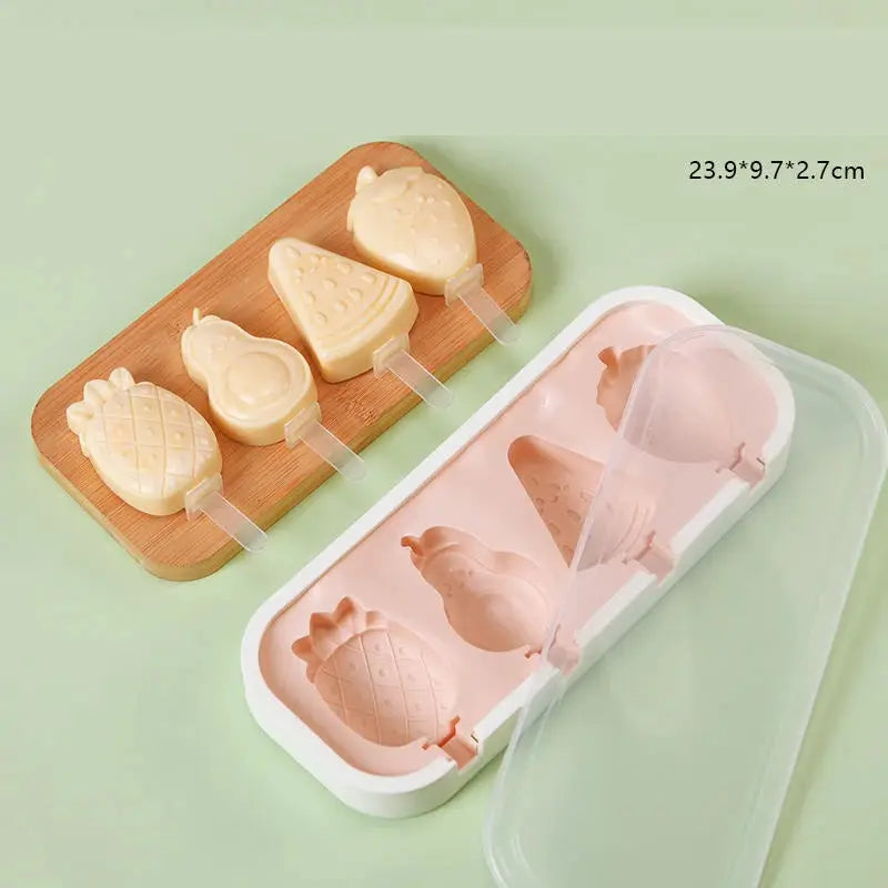 Cartoon Animals Silicone Ice Cream Mold Easy Popsicle Molds with Lid and sticks DIY Homemade Ice Lolly Ice Cream Bar Pop Molds from PriceLows™