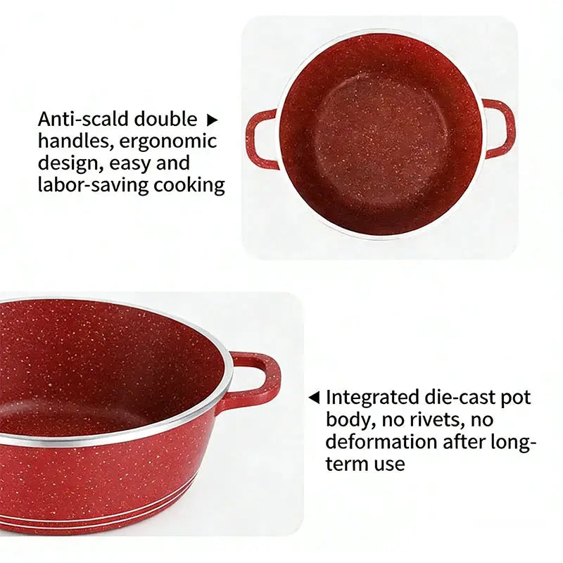 New 10pcs Aluminum Saucepan Set (5 Saucepans, 5 Glass Lids), Easy to Clean, Produces Less Oil and Smoke, Large Capacity, Deluxe Set, Multi-functional Non-stick Kitchen Cookware Set. from PriceLows™