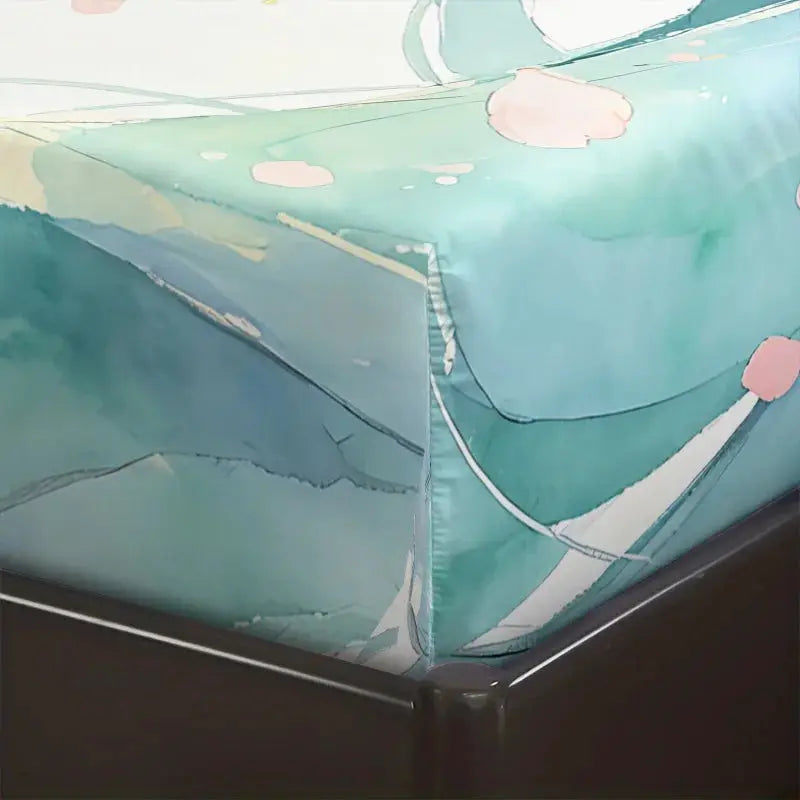 3Pcs Hatsune Miku Sakura Cherry Blossom Fitted Sheet Set Watercolor Anime Bed Cover with Pillowcases Teens Fans Room Decor Gift from PriceLows™
