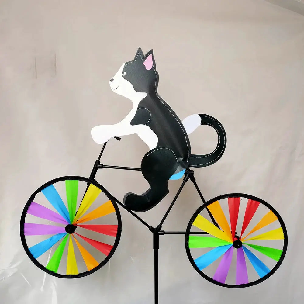 Animal Riding Three-dimensional Cartoon Modelling Windmill Creative Bicycle Wind Spinners Standing Pole Garden Yard Decoration from PriceLows™
