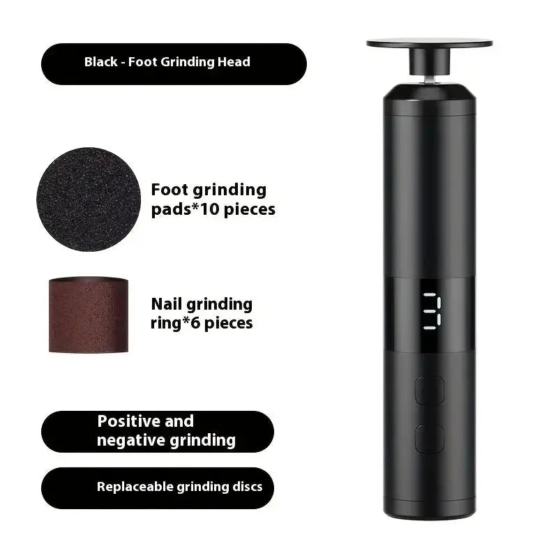 Electric 2-in-1 foot grinder and nail grinder - USB foot repair equipment with 3-speed adjustment and 16 interchangeable heads from PriceLows™