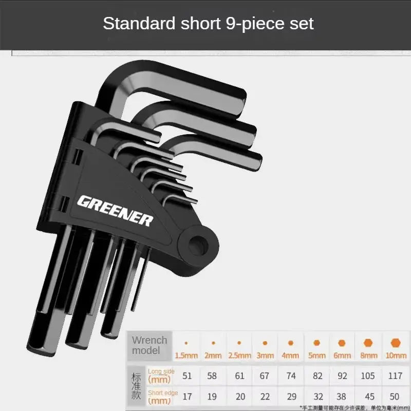 Greener 9PCS Allen Key Set L Type Wrench Kit Hex Wrench Hand Tool Allen Key Hexagon Flat Ball Torx Head Spanner Key Repair Tools from PriceLows™