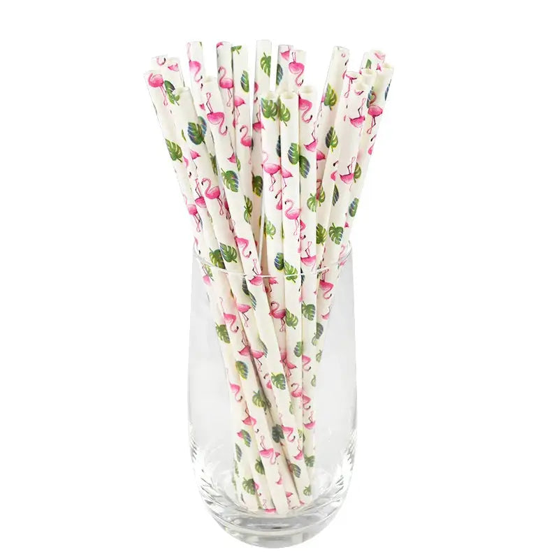 Disposable Flamingo Straw | Tropical Pineapple Design | 25 Or 50 Pieces