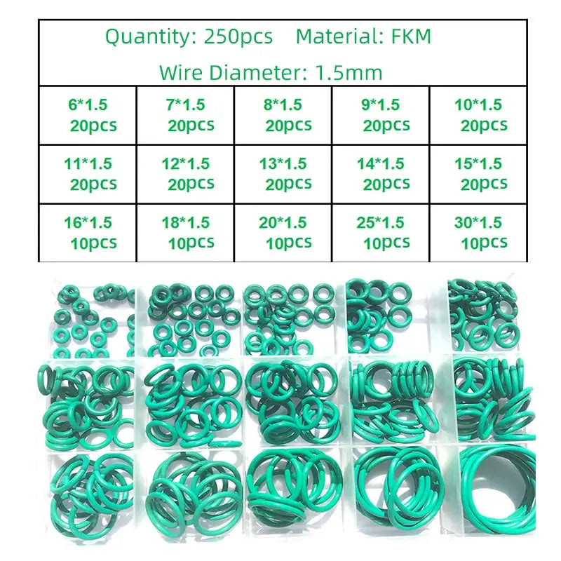 250-100Pcs FKM O Ring CS 1~3.1mm OD 4 ~ 32mm Sealing Gasket Insulation Oil High Temperature Resistance Fluorine Rubber O Ring from PriceLows™