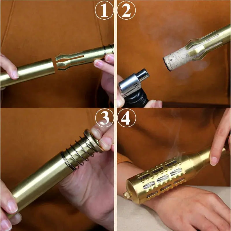Brass Moxibustion Rod | Rotable Body Massager | Skin Tightening Meridian Tool