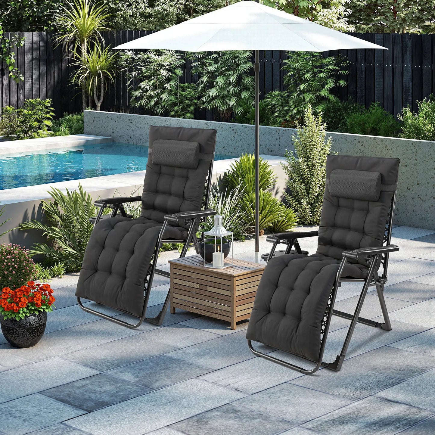 JHK Zero Gravity Recliner Camping Patio Lounge Chair Folding Portable with Cup Holder Trays Removable Cushion For Outdoor Garden from PriceLows™