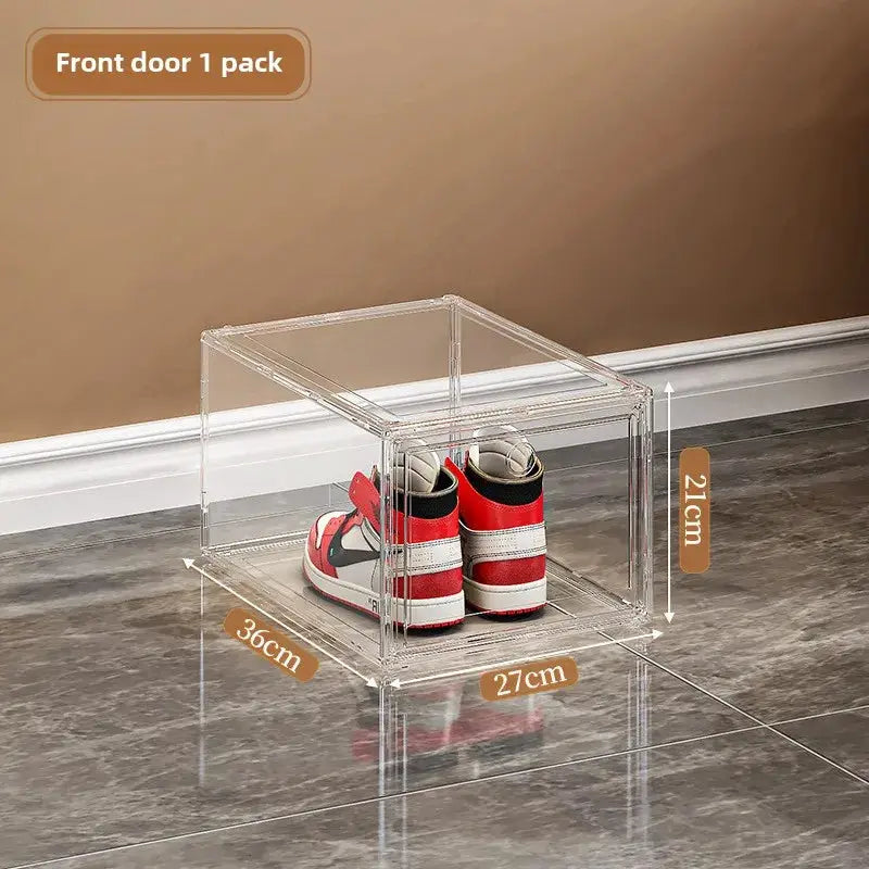 Large AJ Sneaker Organizer Box Thickened Transparent Shoe Box with Magnetic Closure Stackable Multi-Layer Shoe Storage Organizer from PriceLows™