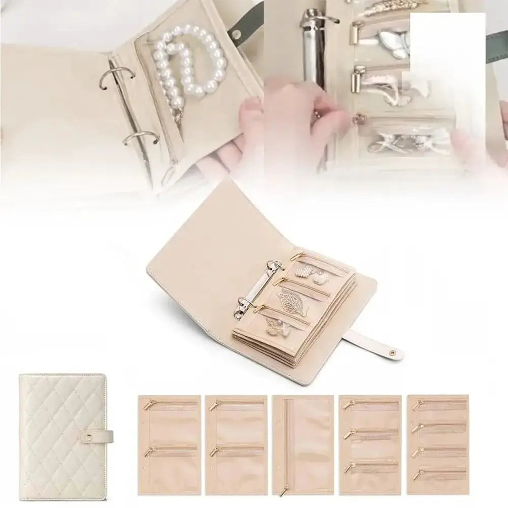 Transparent Jewelry Storage Book with Zipper Velvet Jewelry Packaging Box Luxury PU Leather Clear Pockets Jewelry Organizer from PriceLows™