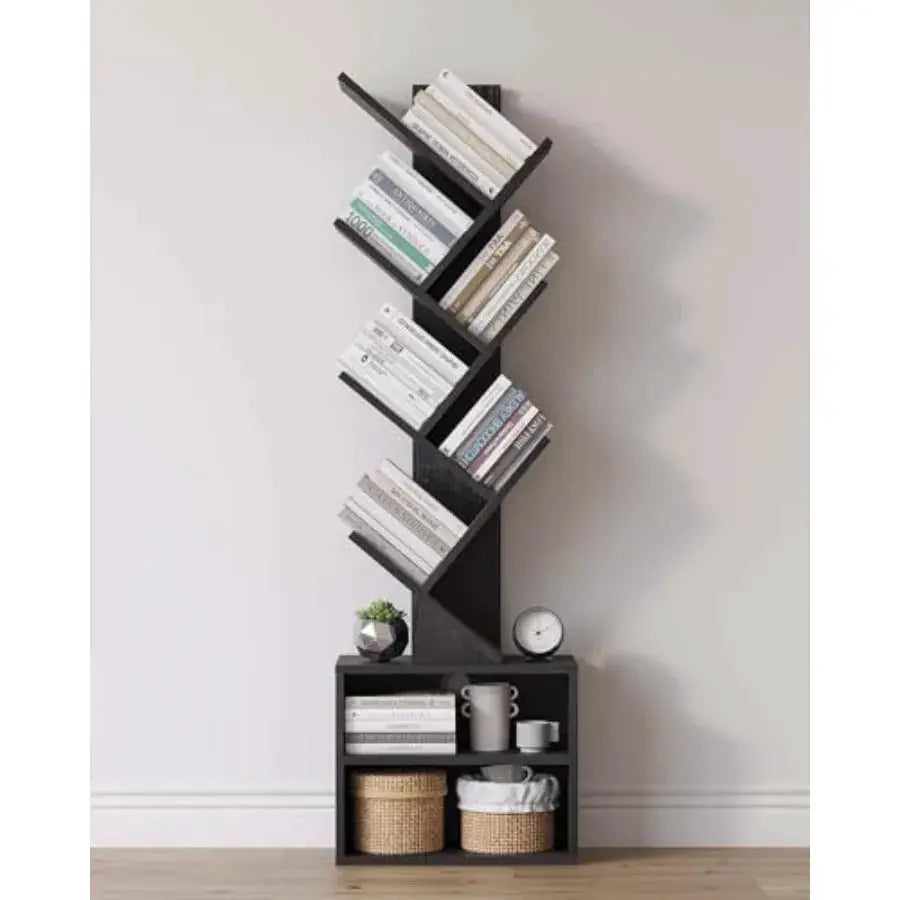6 Tier Tree Bookshelf, Small Bookcase with Storage Cabinet, Modern Narrow Bookshelves Organizer, Floor Standing Book Shelf for from PriceLows™