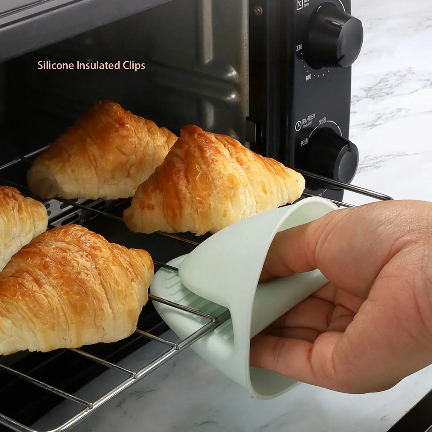 Silicone Oven Mitts | 2 Pack | Heat Resistant | Red Green Black Grey