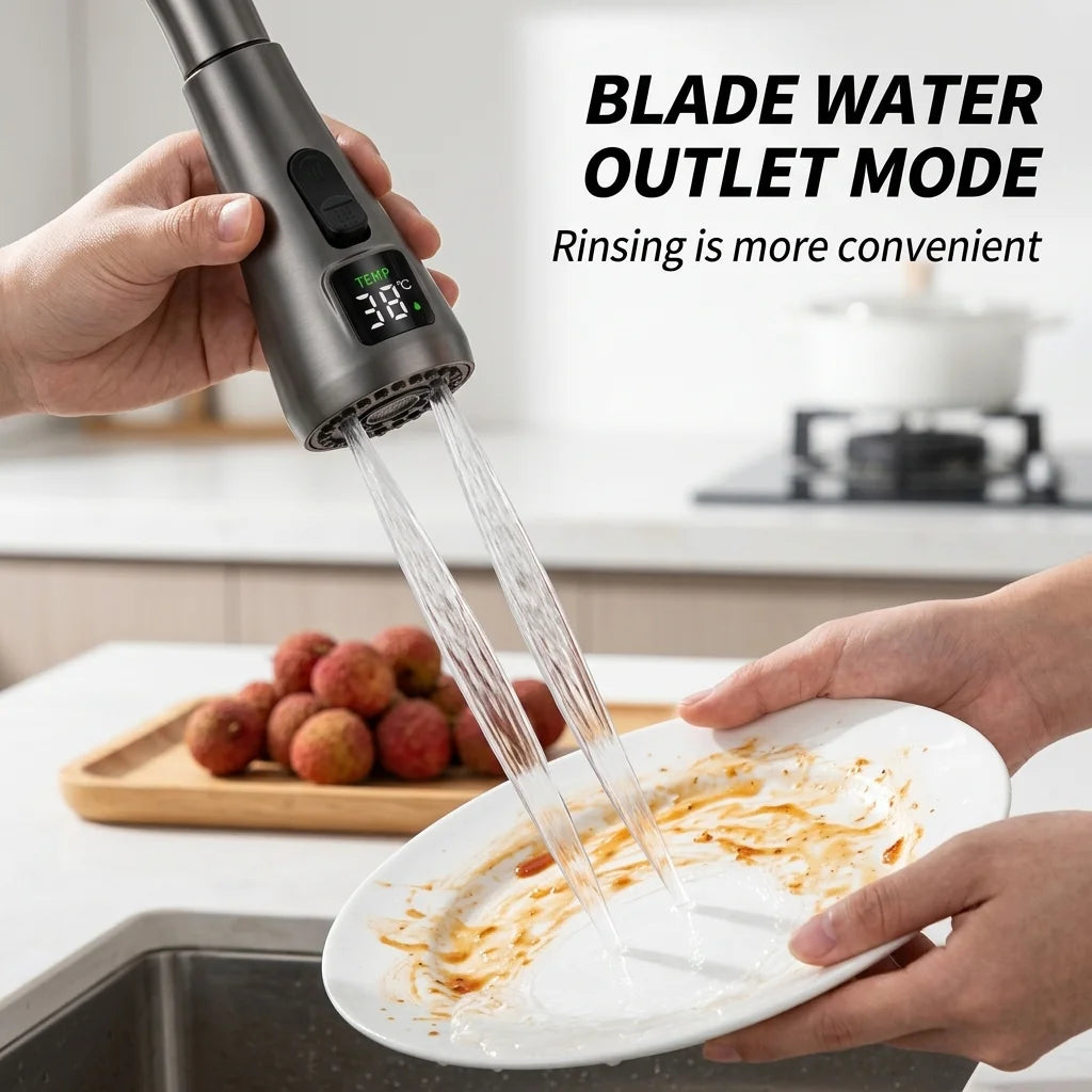 SANIVITAL LED Temperature Display Kitchen Faucet Head 3 Water Modes 360° Rotatable Replacement Spray Aerator from PriceLows™
