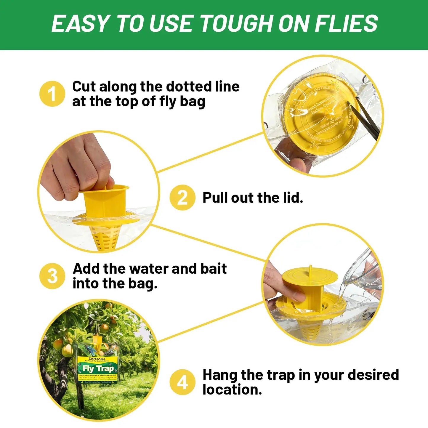 6/8 Pack Outdoor Fly Traps With Non-Toxic Bait Patio Hanging Disposable Fly Bags Flying Bug Control Pest Killer Repellent Insect Catchers For Ranch Backyard Trash Bin from PriceLows™