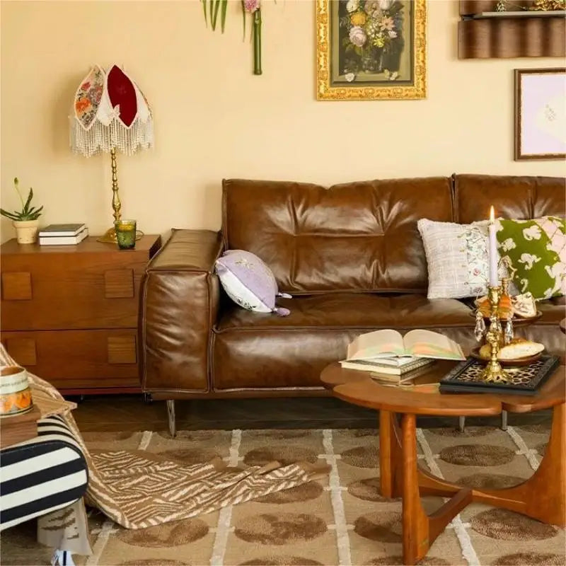Leather Sofa | Oil Wax Finish | Top Grain Cowhide | Small Living Room