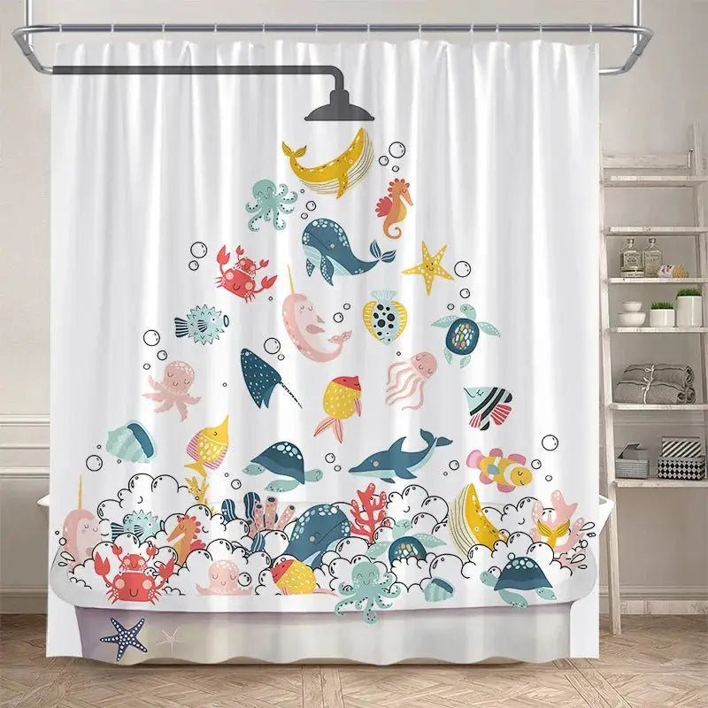 Funny Cartoon Bathing Cats Shower Curtains Cute Animals Pet Cat Kids Bath Curtain Polyester Children Bathroom Decor with Hooks from PriceLows™