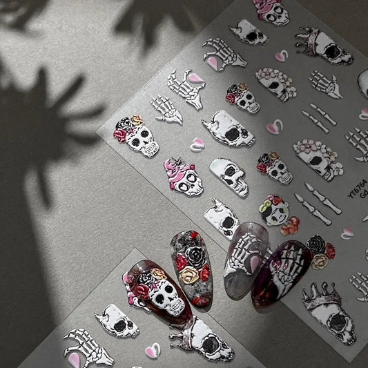 Jelly Halloween Skeleton Stickers Nail Art Cool Evil dark style decorative Nails Sticker DIY Trendy Manicure Ornaments Supplier from PriceLows™