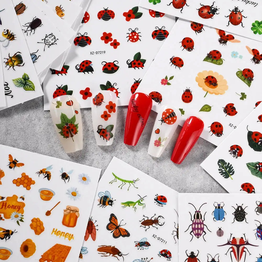 30PCS 3D Mixed Butterfly,Flower,Ladybug,Leaves Nail Art Stickers Spring&Summer Kawaii Insect Nail Slider DIY Ladybug Nail Decal from PriceLows™
